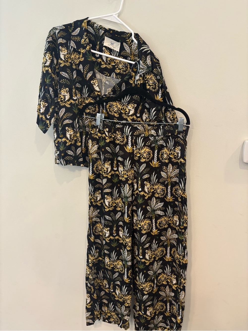 Printfresh pajama set black tiger print viscose small